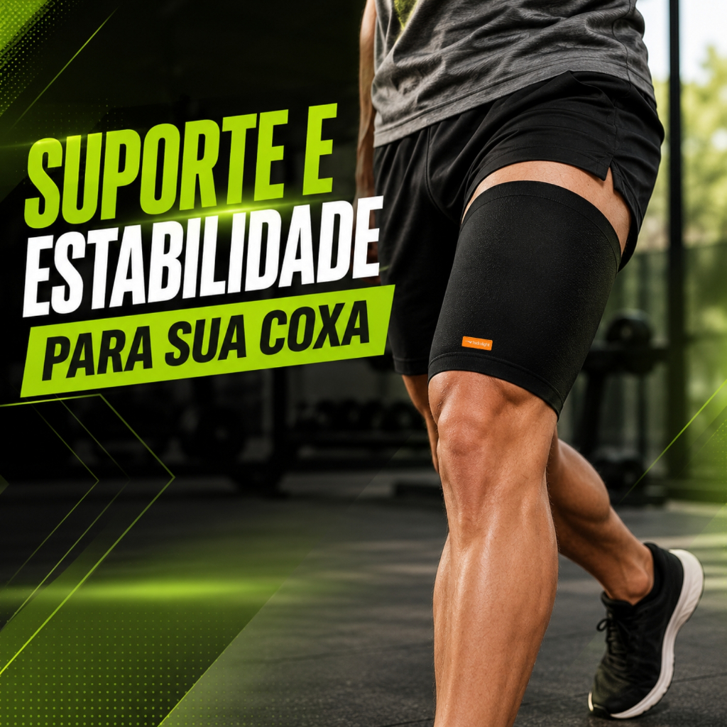 Suporte Coxa Hidrolight Coxal de Compressão Elástico Esportivo Ortopédico Distensão Muscular Preto