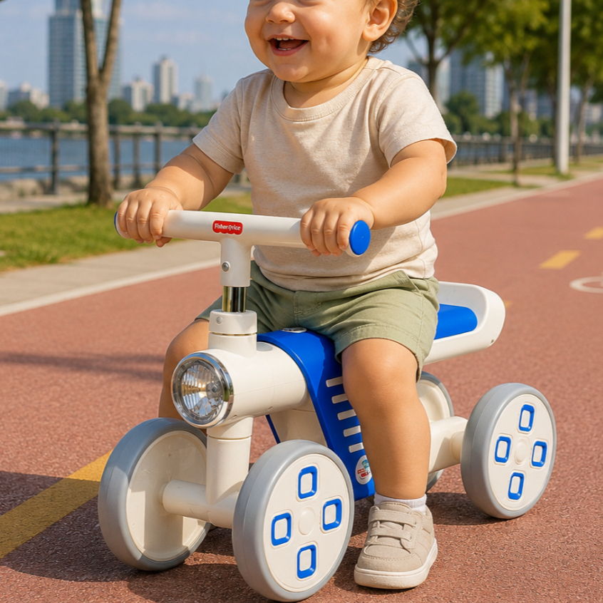 Mini Bicicleta Equilíbrio Quatro Rodas Estabilidade Segurança Azul Infantil