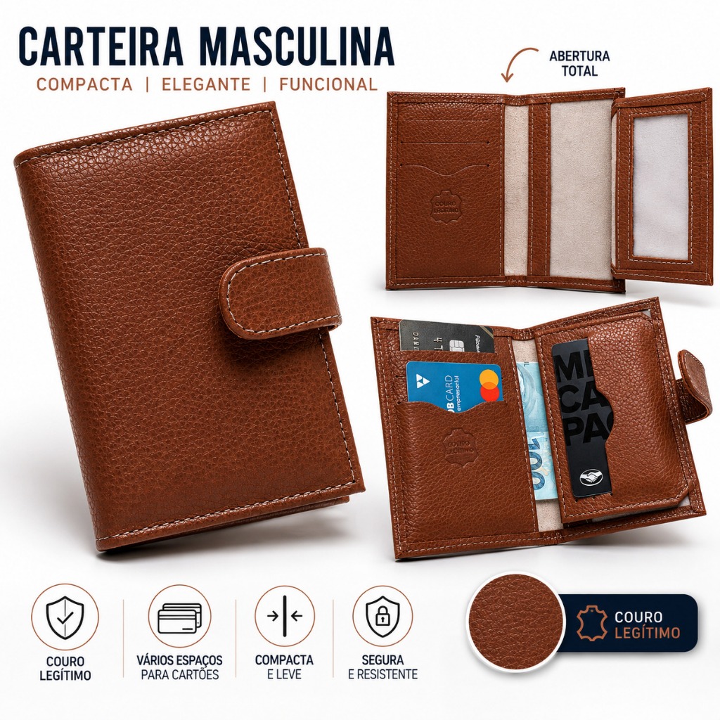 CARTEIRA FEMININA COURO LEGITIMO - ÓTIMO ACABAMENTO - ENVIO IMEDIATO