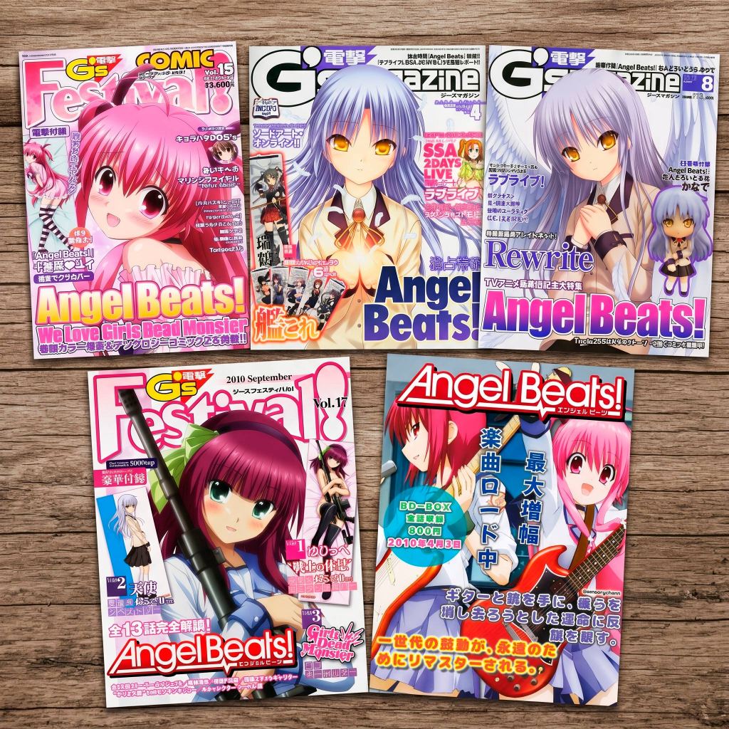 Kit 5 Pôsteres Adesivos Anime Angel Beats A4 20x28 Premium Não Desbota