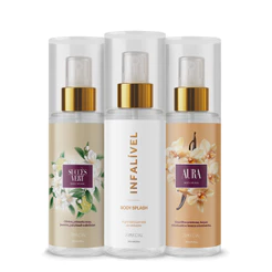 KIT COM 3 BODY SPLASH FEMININO SUCCÈS VERT + AURA + INFALÍVEL 200ML - PRIMACIAL PERFUME FRESCO FLORAL