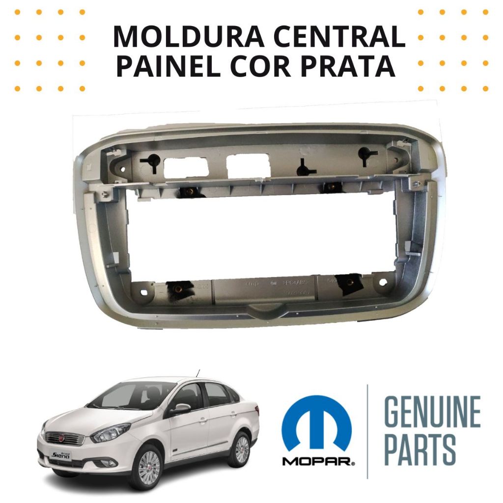 Moldura Central Painel Rádio Touchscreen Fiat Linea 1 DIN 2015 2016 Prata Original 100220874