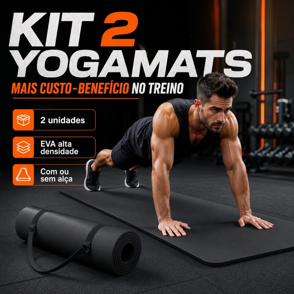 Kit 2 Tapete Yoga Mat Abdominal Prancha Corda 1,70mx55cmx5mm Exercício em Casa Colchonete