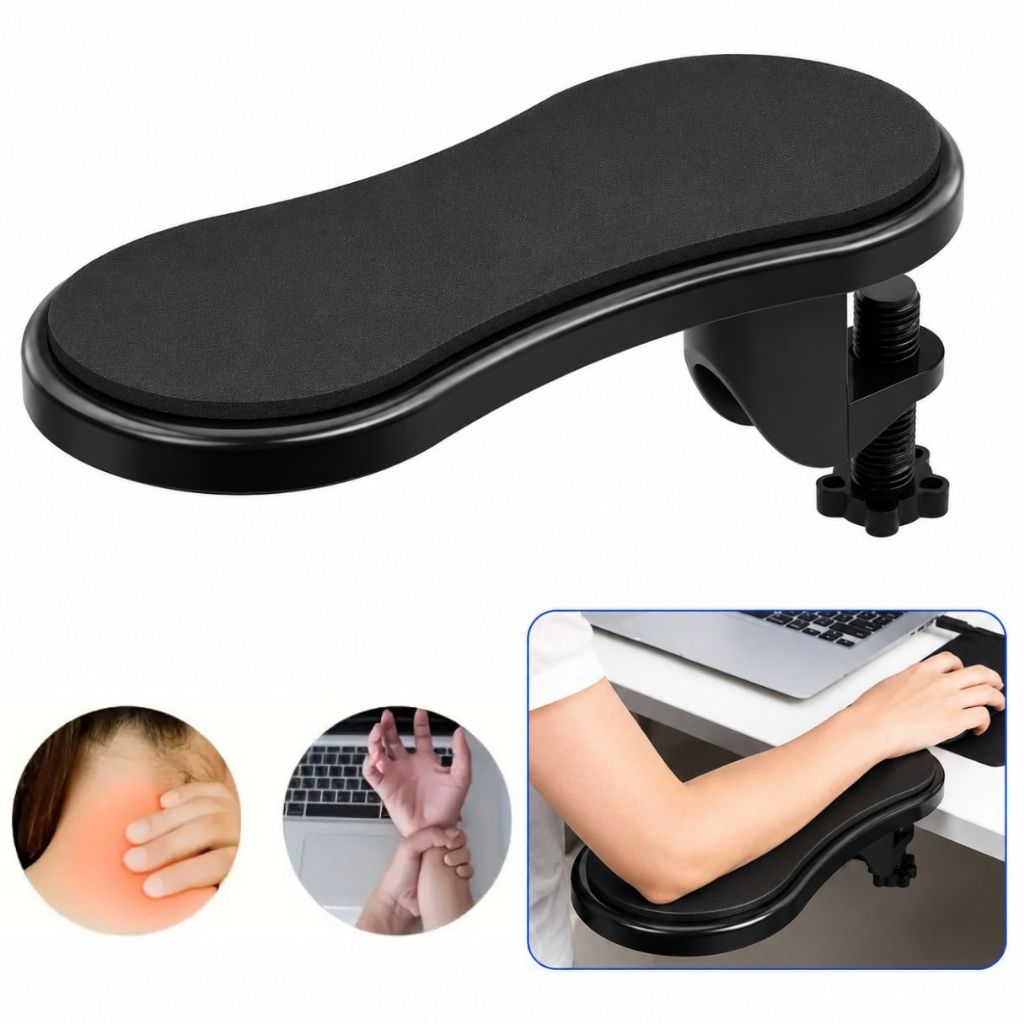 Suporte Apoio Descanso Ergonômico para Braço, Acoplável em Mesa para Notebook e Cadeira