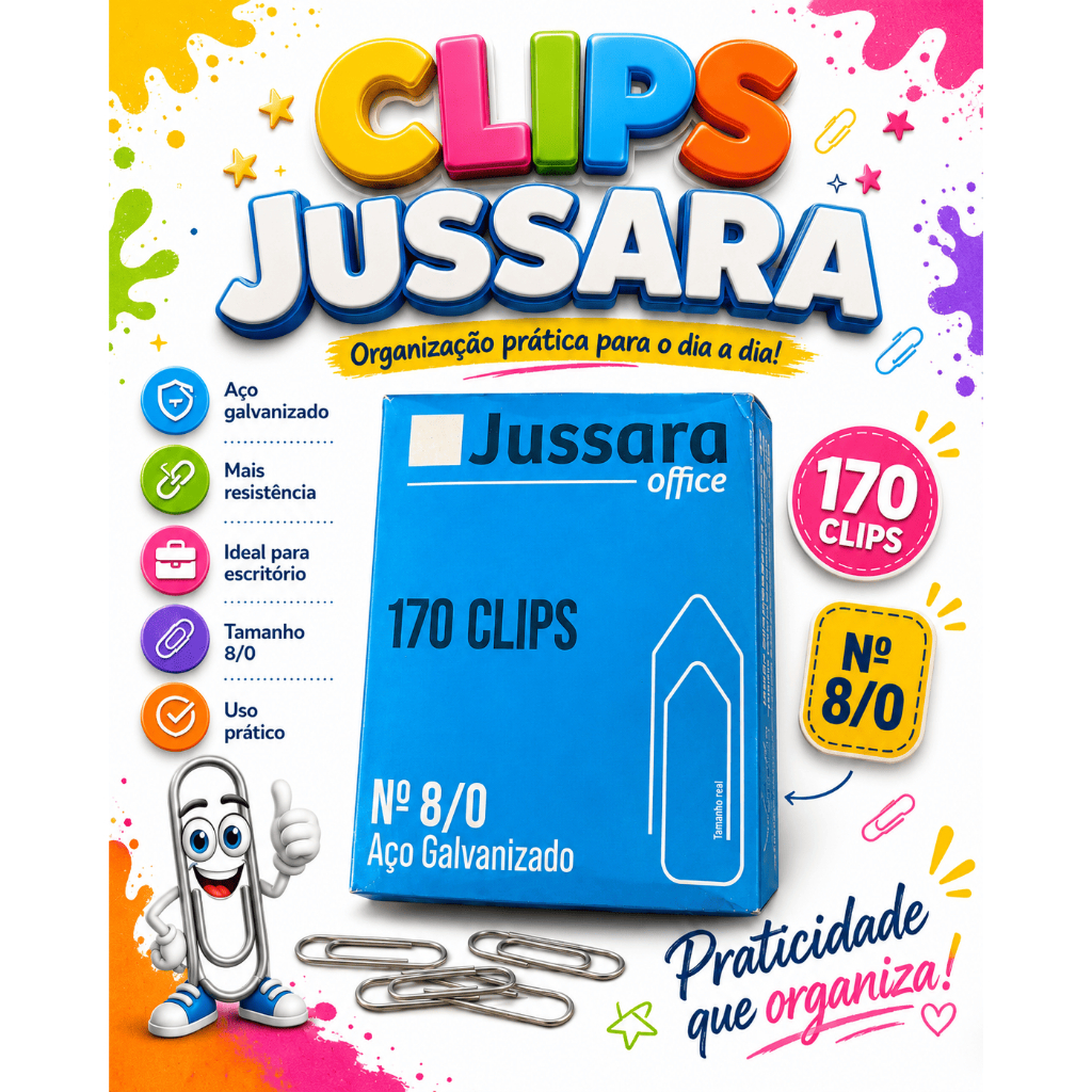 Clips Galvanizados Jussara 8/0 170 por Caixa Kit 1, 2 ou 4 Caixas