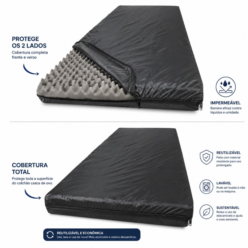 Capa Impermeavel Para Colchonete Casca De Ovo Solteiro 190x80