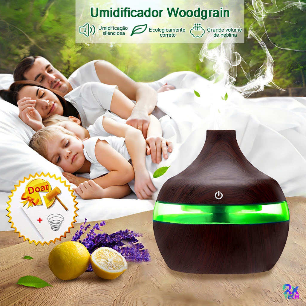 Umidificador De Ar E Difusor Aromatizador Ambiente luzes de 7 cores Purificador De Ar Portátil Usb UM003