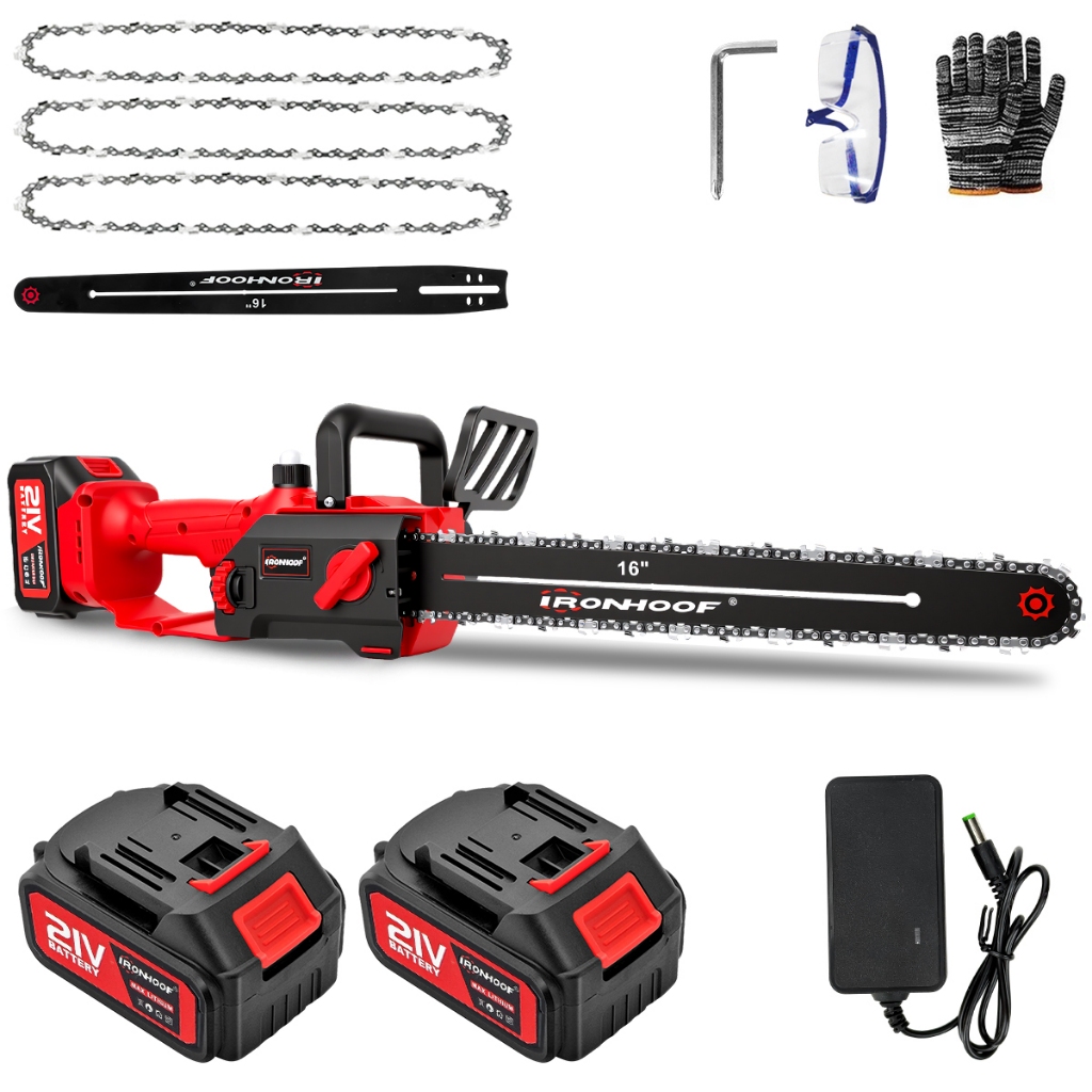 16 Polegadas Motosserra Elétrica A Bateria Brushless Potente 1600W 2 Bateria