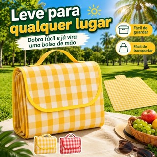 Tapete de Piquenique Dobrável Impermeável 200x200cm  À Prova de Umidade para Praia  Camping e Gramado