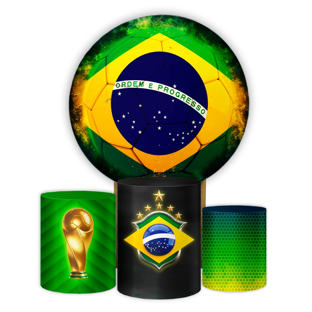 Kit Decoração Jogos Copa Do Mundo 2026 Festa Comemoração Capa Painel 1,5M + Capas Cilindros P M G