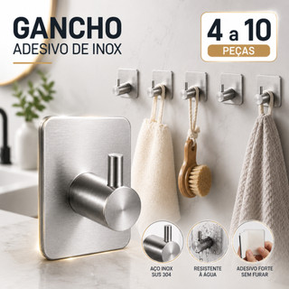 Kit Gancho de Aço Inox Gancho Adesivo para Roupas Gancho para toalhas, Gancho de cozinha Parede