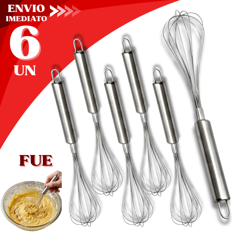 Jogo 6/ 4 ou 2 Batedor de Ovos Profissional Fue 29cm Cozinha Clara Massa Bolo Confeitaria Padaria