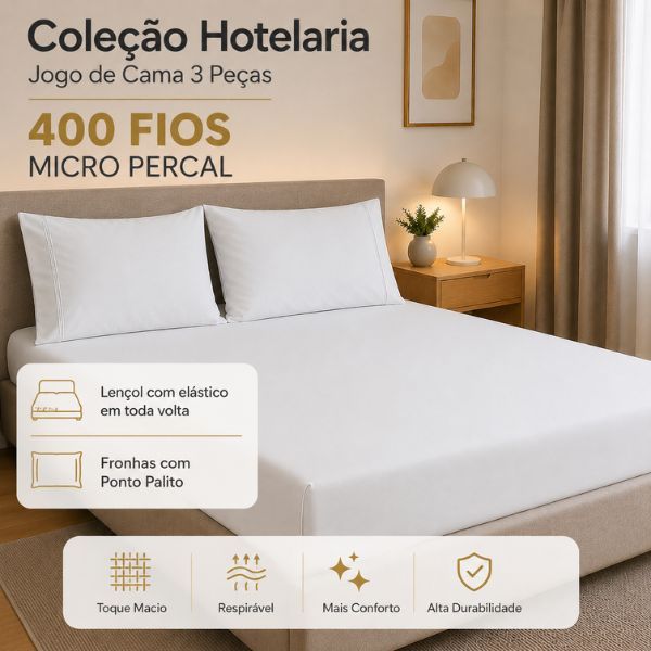 Lençol 400 Fios Micropercal Solteiro 2 Peças Casal Queen King 3 Peças