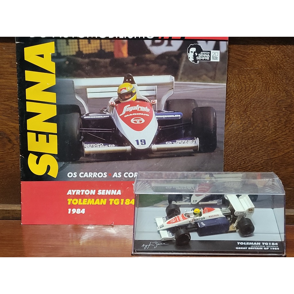 Toleman TG184 1984 Ayrton Senna - Coleção Lendas Brasileiras do Automobilismo F1 - Carrinho Miniatura 1/43