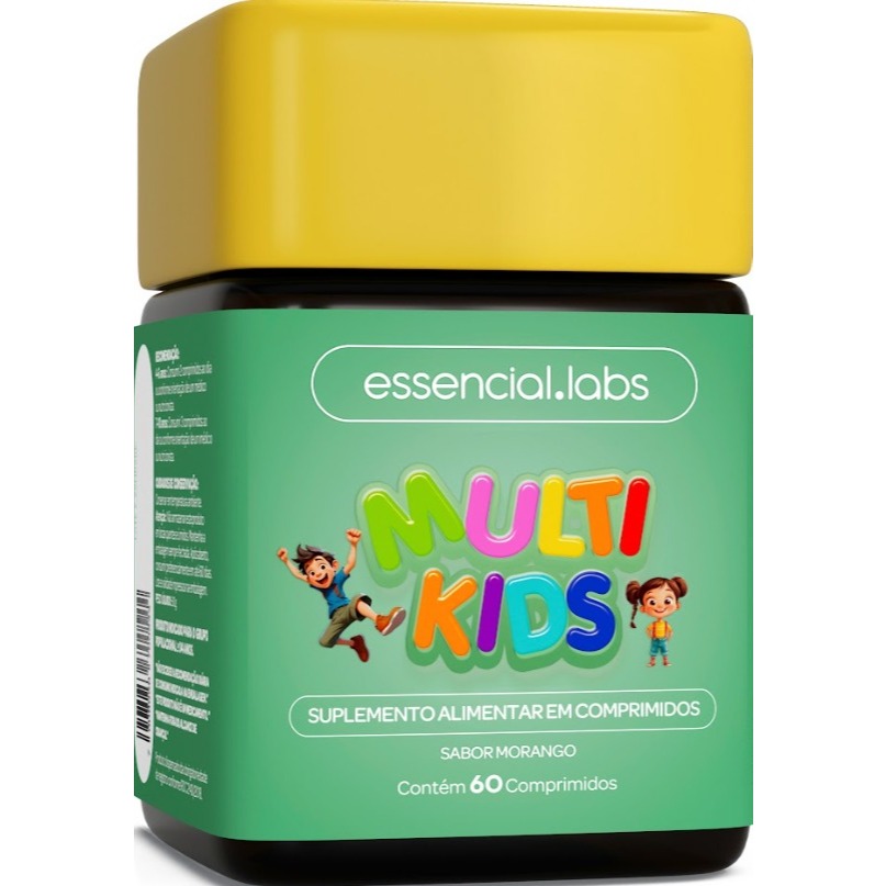 MULTIVITAMÍNICO de A a Zinco KIDS/INFANTIL Sabor Morango - 60 Comprimidos Mastigáveis