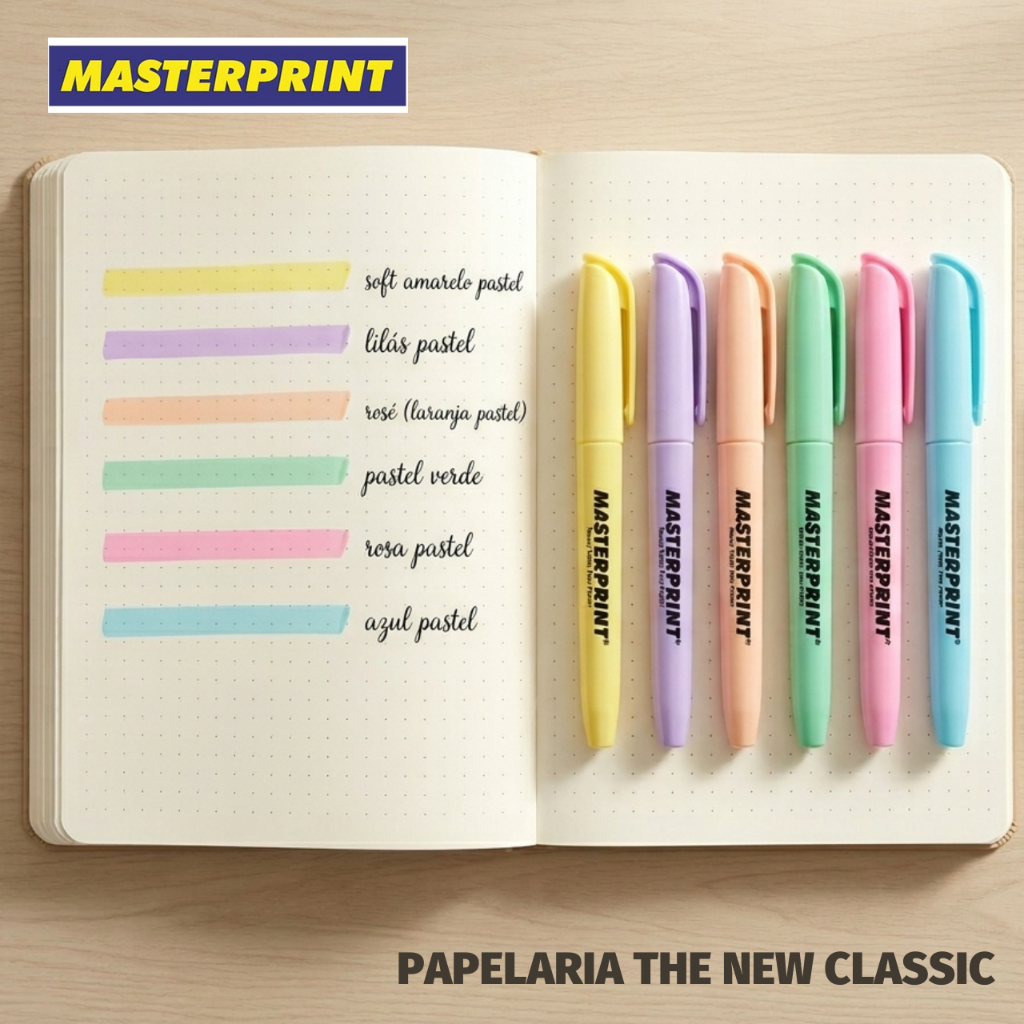 Marca Texto Tom Pastel Masterprint - Kit ou Unidade - Caneta
