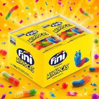 Fini Minhocas 15g Gelatina Bala Sabores Sortidos Caixa Com 12 Unidades