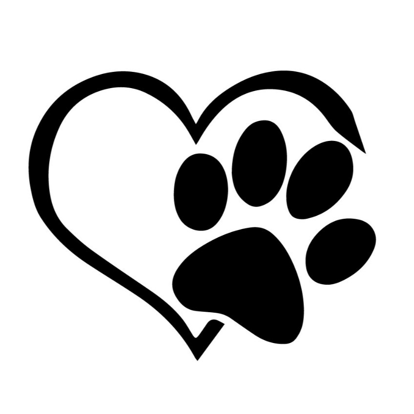 Adesivo Decorativo de Parede Patinha e Coração Pet Cachorro Gato Amor Animal Decoração Casa Quarto Pet Shop Vidro