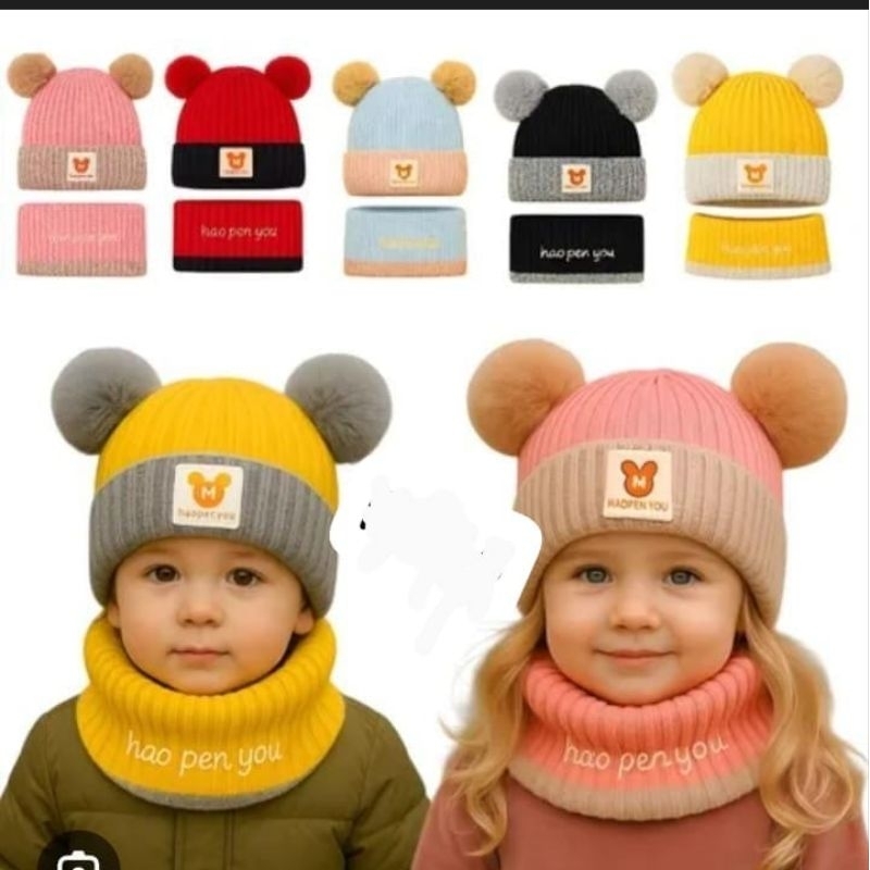 Kit Touca+gorro+cachecol gola infantil  forrado para inveno super quentinho