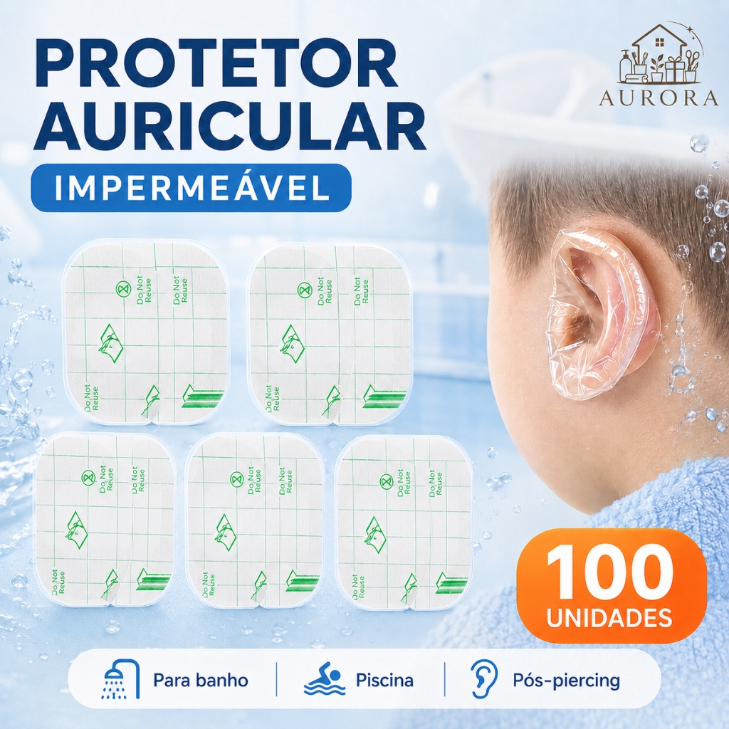 Kit 100 Protetores De Ouvido Bebê Impermeável Touca Protetor de Orelha para Natação Infantil/Adulto