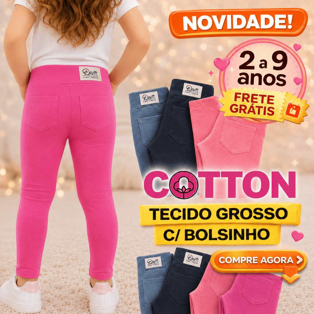 Calça Legging algodão menina Infantil juvenil 04 ao 16 cotton mais grossinho roupa escolar e passeio