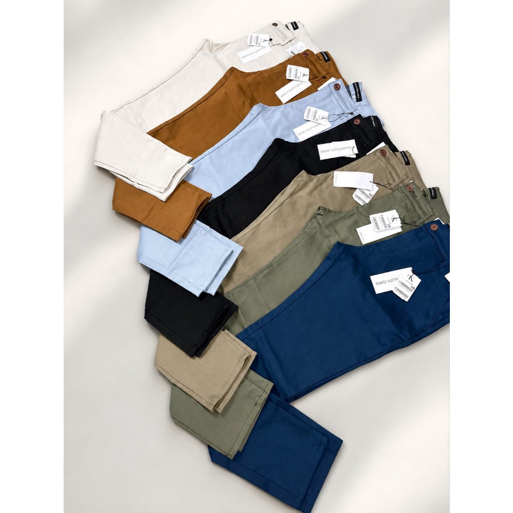 Calça Masculina Esporte Fino Slim Fit Casual Social Brim acetinado com Elastano Várias Cores
