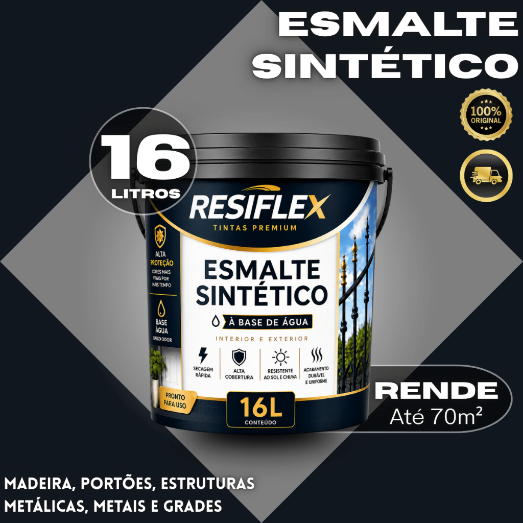 Esmalte Sintético 16L Semibrilho Base Água Para Portão Grade Janela Madeira Metal Externo Pro