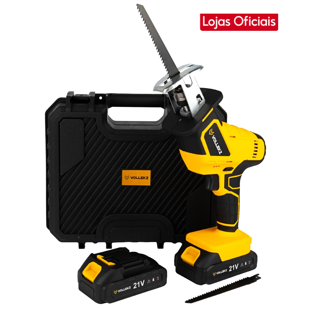 Serra Sabre A Bateria 21v Vollekz Profissional Com 2 Baterias E 4 Laminas Poda Metal