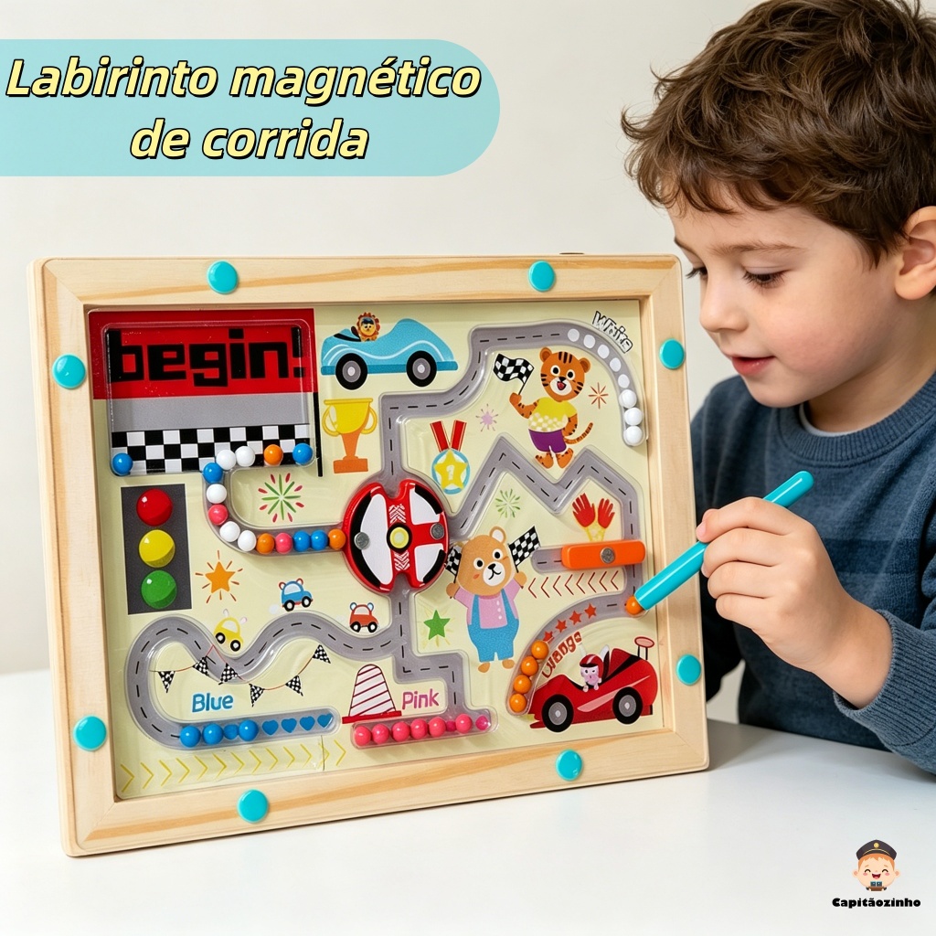 Brinquedo Magnético Madeira Labirinto Classificação