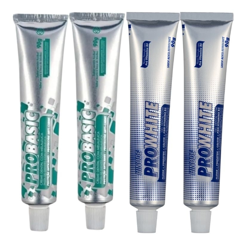 Kit  C/2 Cremes  Dentais  Sem Flúor + 2 Creme Dental Hinode Com Flúor + Nota