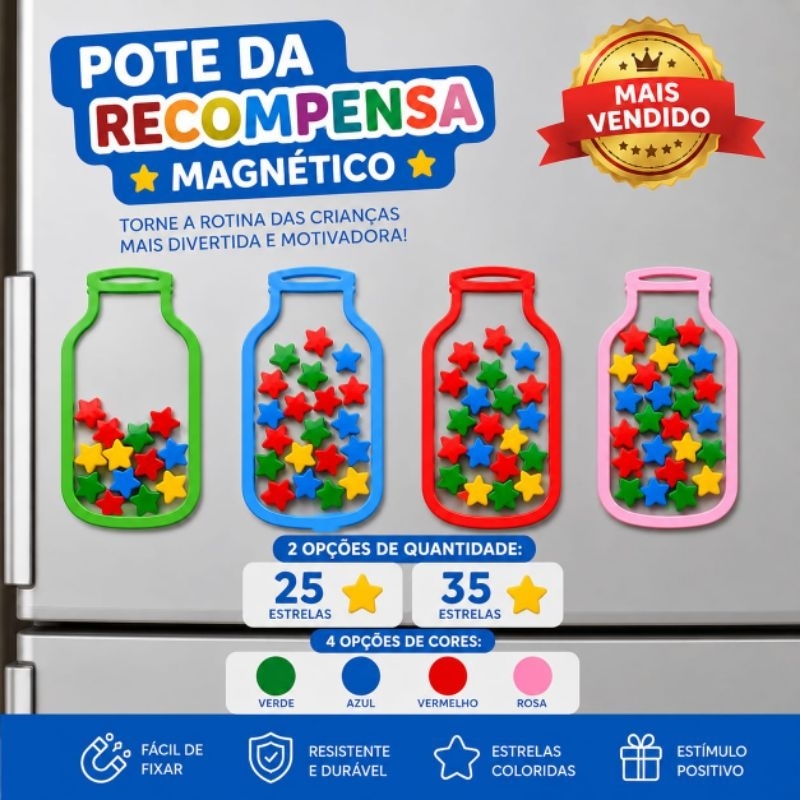 Pote de Recompensa (magnético), pedagógico, brinquedo para a família, reforçador, educativo, aprendizagem, montessori