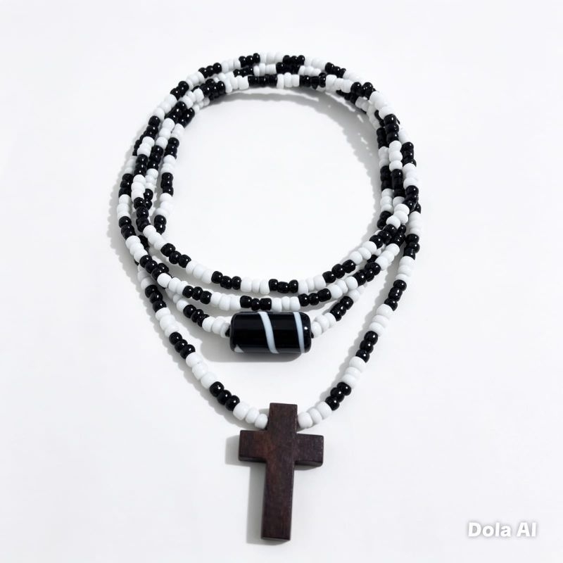 Guia de Preto Velho Umbanda | Fio de Contas 3x3 com Firma de murano e Pingente| Proteção Espiritual |Artesanal Religioso