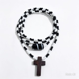 Guia de Preto Velho Umbanda | Fio de Contas 3x3 com Firma de murano e Pingente| Proteção Espiritual |Artesanal Religioso