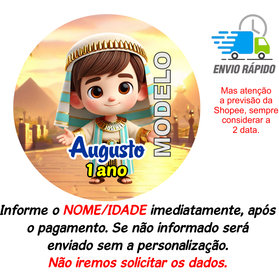Adesivo José do Egito Bíblico (4cm a 9cm) - Etiqueta - Rótulo - Tag - M1