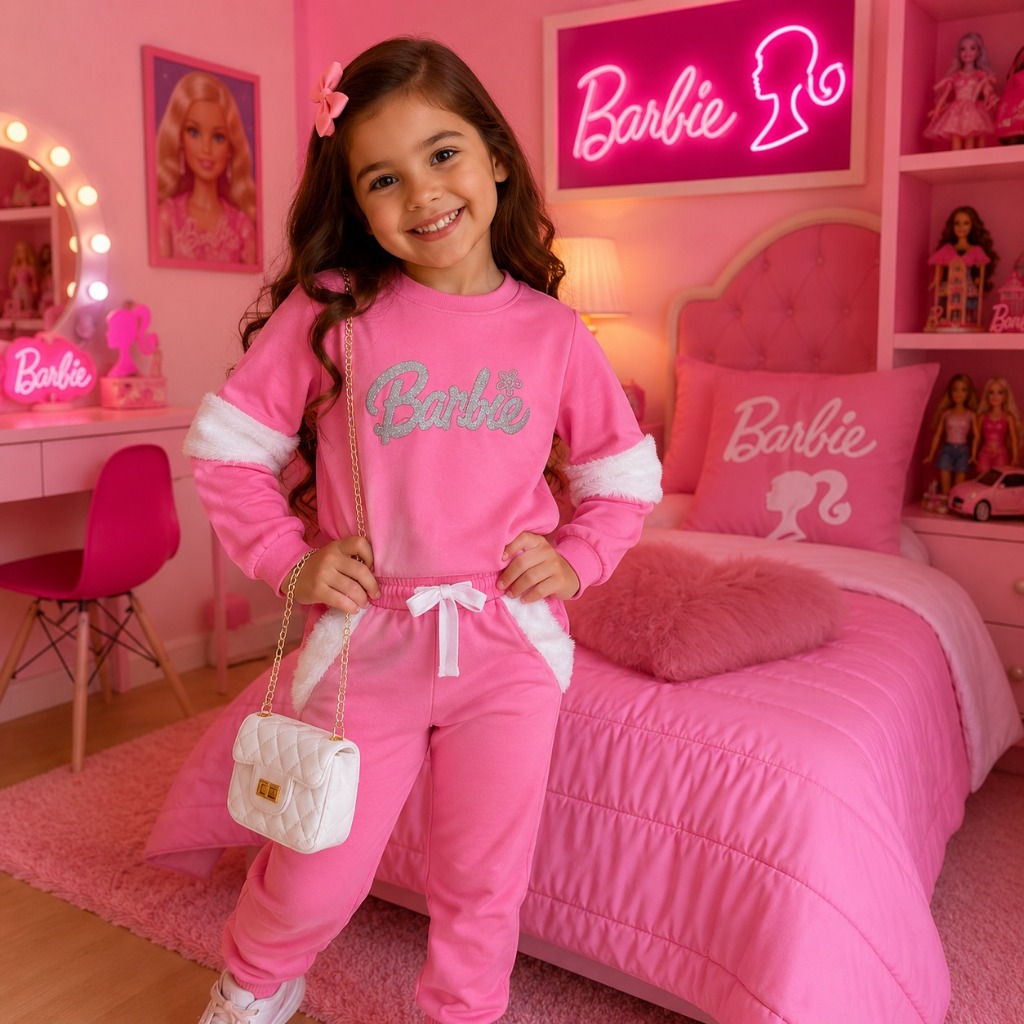 Conjunto Infantil Feminino Peluciado Inverno Menina Confortável