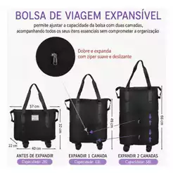 Bolsa De Viagem Multifuncional Mala Dobrável Grande Capacidade Impermeável Rodinhas