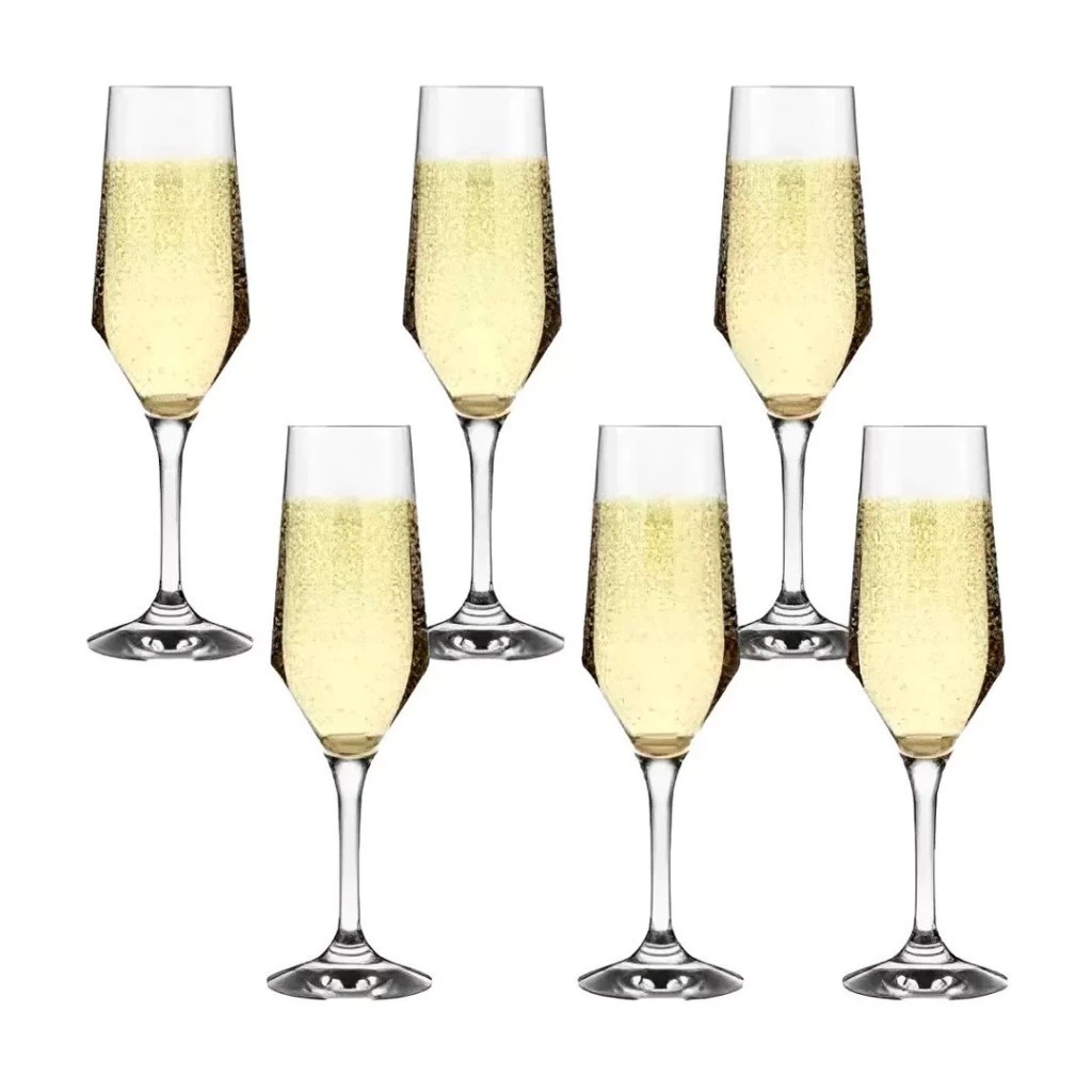 Kit 6 Taças de Champanhe Espumante 186ml Vidro Taça Buffet Nadir Figueiredo taça de vidro