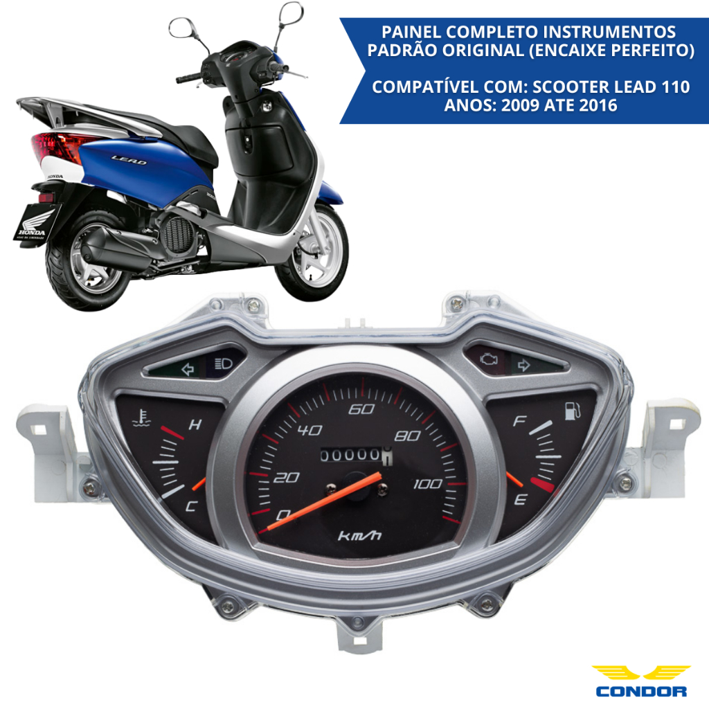 Painel Instrumentos Completo Condor Honda Lead 110 Scooter Velocímetro Marcador Painel Moto Reposição Original