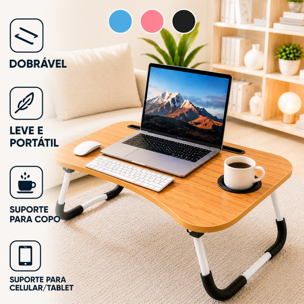 Mesa Mesinha Dobrável Suporte Apoio Para Notebook Portátil Multiuso Luxo