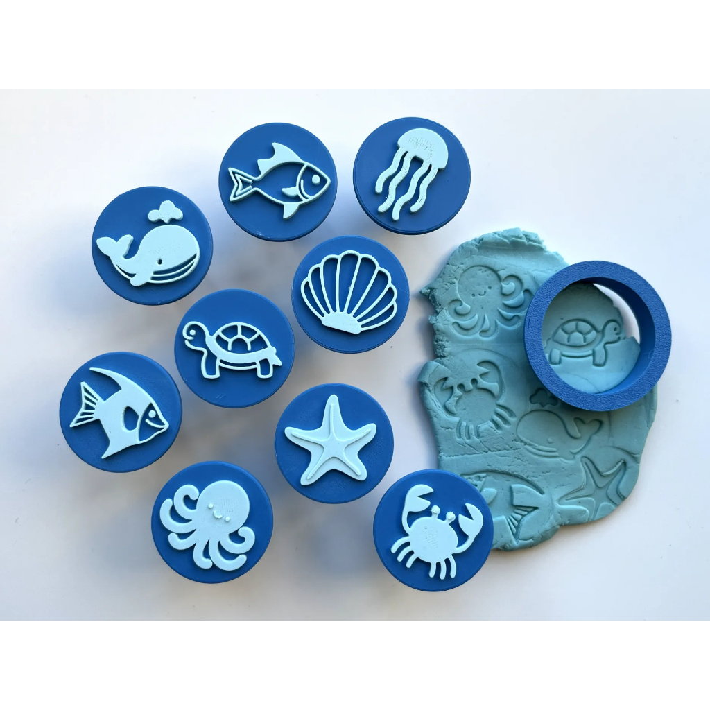Kit 9 Carimbos Fundo Do Mar Brigadeiro Doces E Massinha De Modelar Areia Argila Marcador Confeitaria Infantil