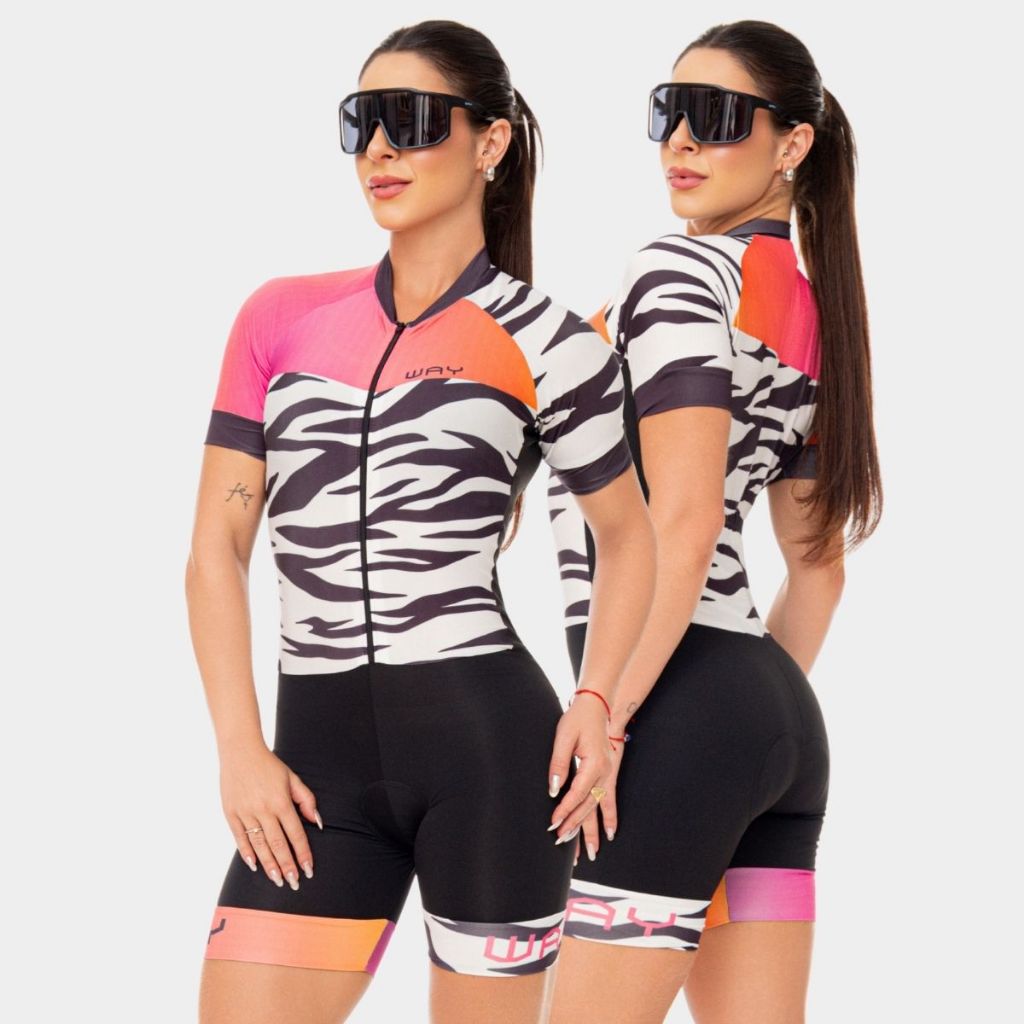 Macaquinho Macacão Ciclismo Ciclista Feminino Mulheres Pedalar Bike Mtb Uv Manga Curta Linea