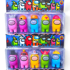 Kit 5 Bonecos Among Us 12cm com Acessórios Brinqeudos Coleção.