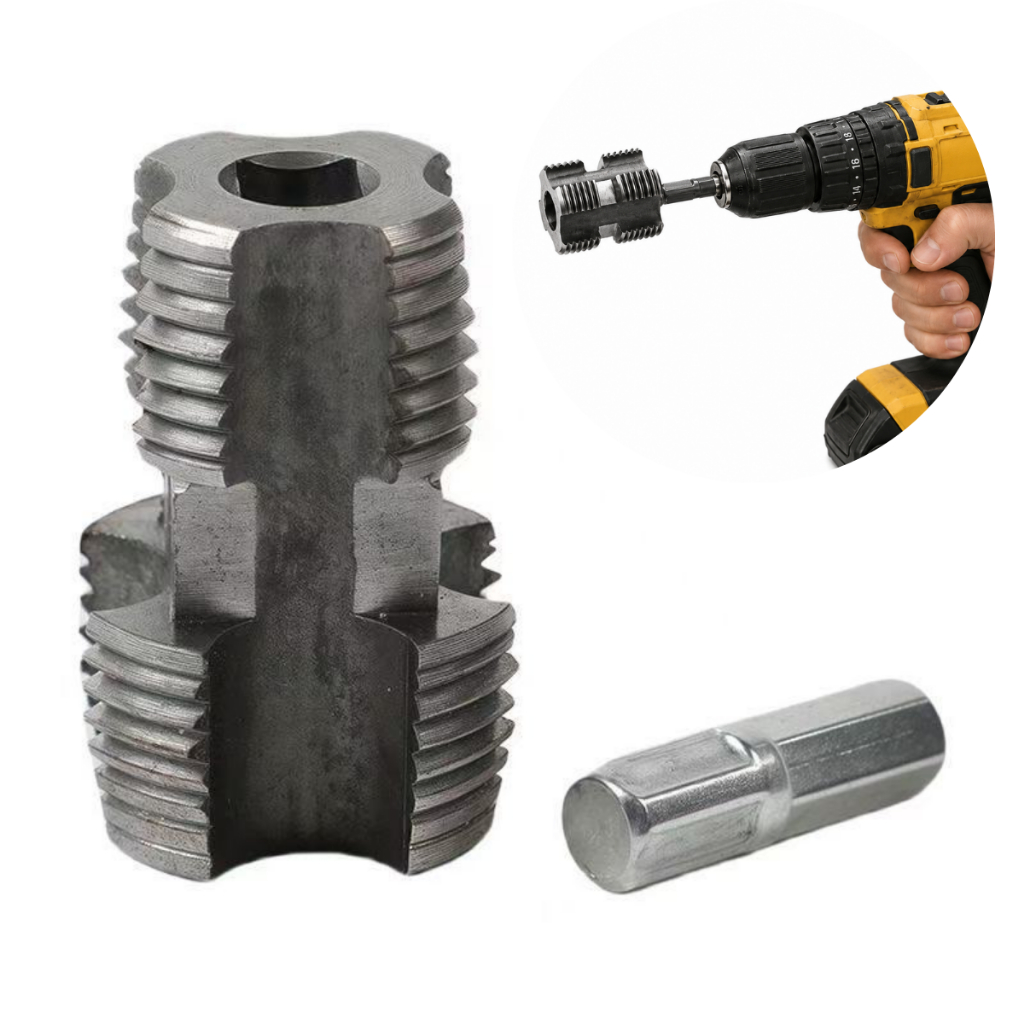 Rosqueador Interno PVC 1/2" e 3/4" P/ Furadeira Recupera Rosca de Tubo Ferramenta Encanador Pedreiro