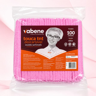 Touca TNT Descartável Rosa Vabene 100 Unidades Sanfonada Profissional Tamanho Único Cozin…