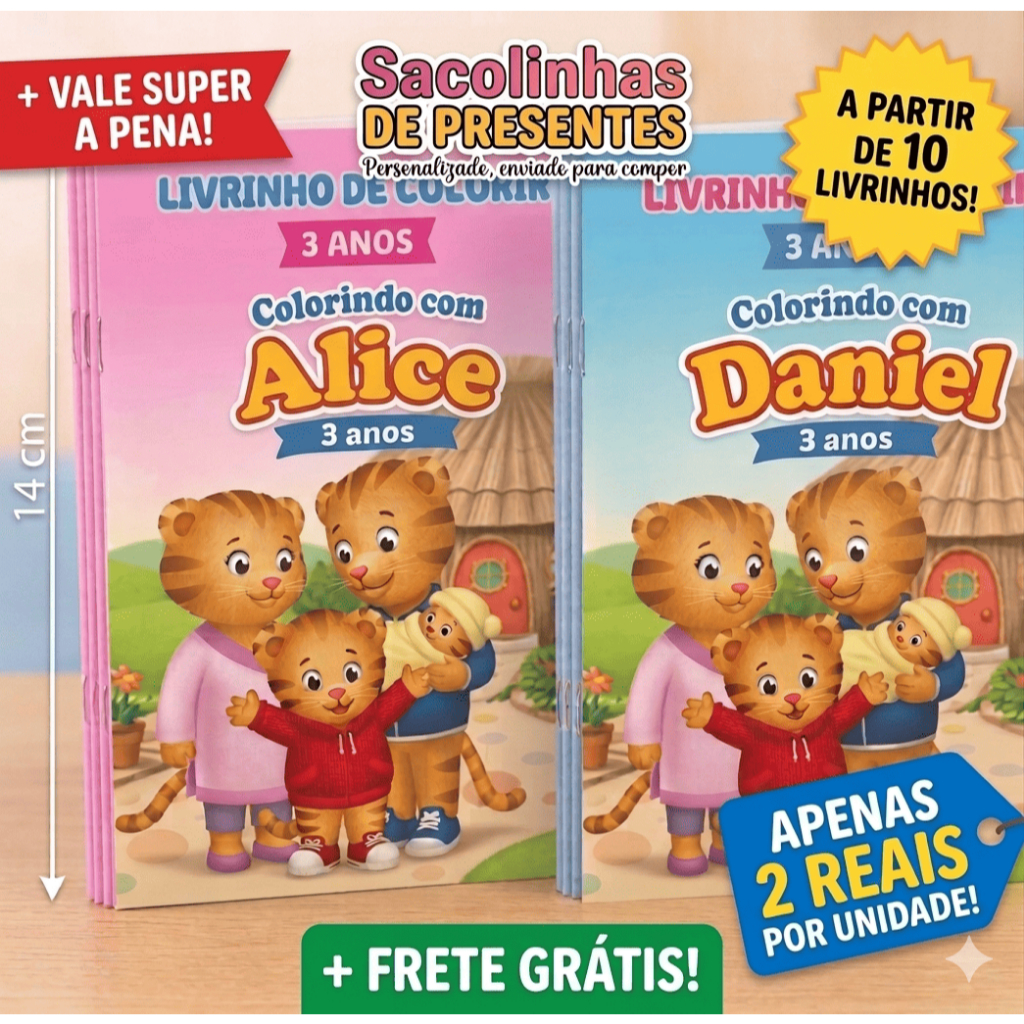 30 Livrinhos para colorir Daniel Tigre - Lembrancinha Personalizada