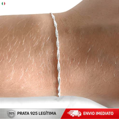 Pulseira de Prata 925 Singapura Legítima Italiana Feminina