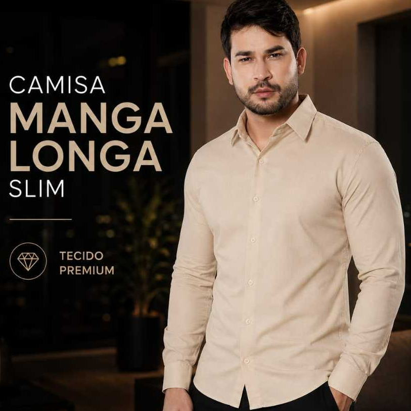 Camisa Social Masculina Slim Algodão Premium Alfaiataria Luxo