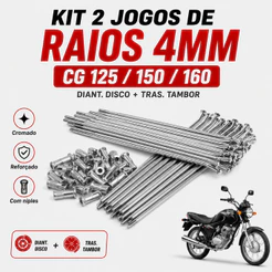 Kit 2 Jogos Raios 4mm CG 125 150 160 Cromado Diant Disco Tras Tambor