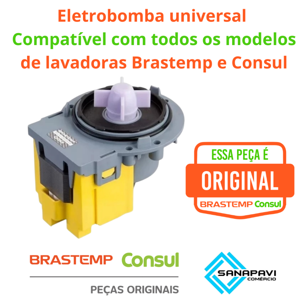 Eletrobomba Universal W10849469 Lavadora Brastemp e Consul Original