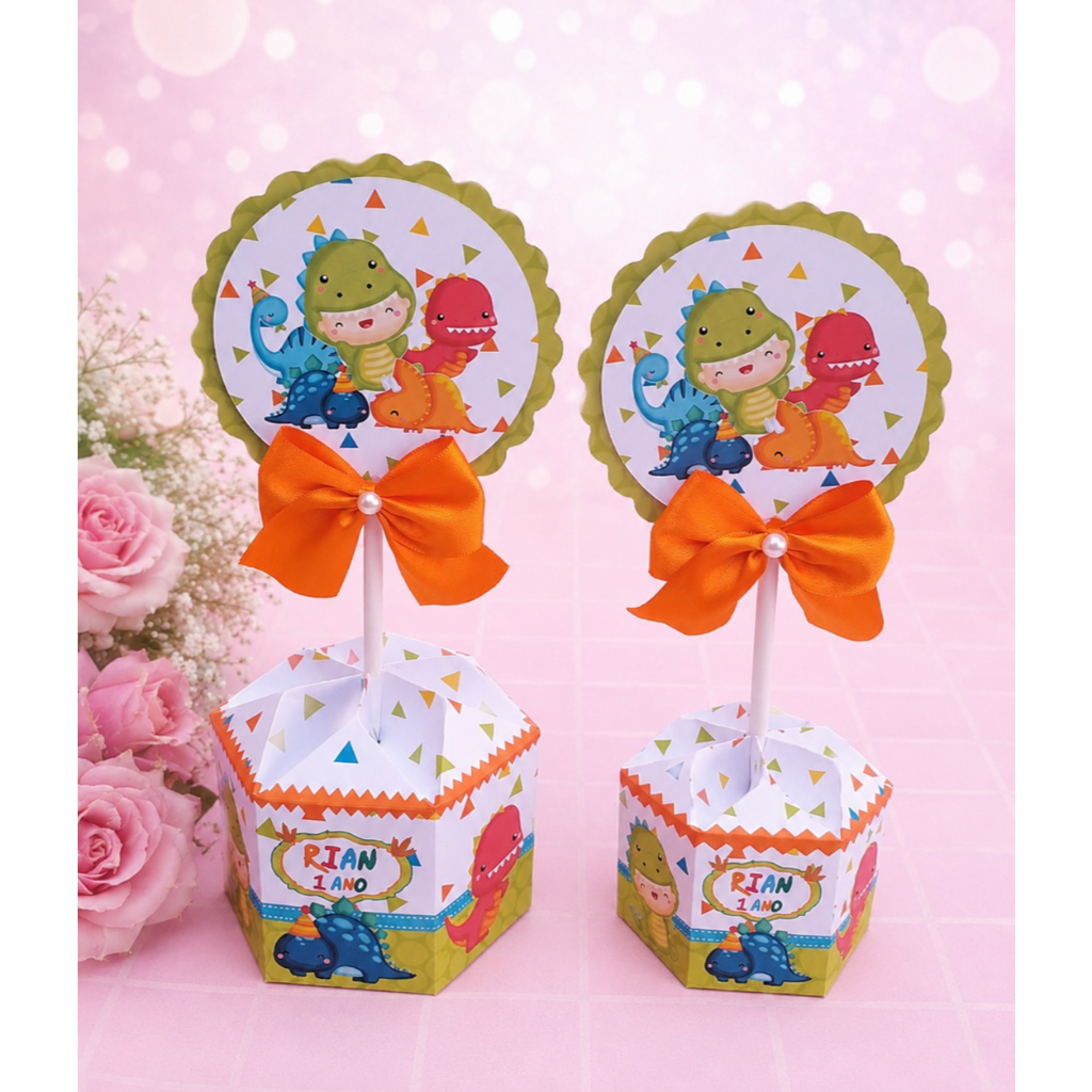 Centro de mesa Dinossauro Dino Baby kit festa lembrancinha caixinha personalizado mimos aniversário